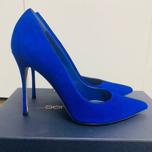 SERGIO ROSSI Pelle Royal Blue Suede Heels Shoes